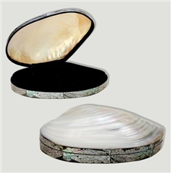 Caja joyero concha macabebe nácar 13-14 cm.
